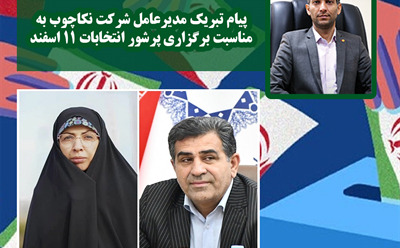 پیام تبریک مدیرعامل شرکت نکاچوب به مناسبت برگزاری پرشور انتخابات 11 اسفند